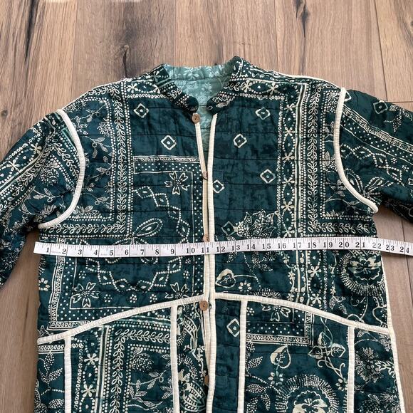 Zara Reversible Quilted Coat Size Small Green Paisley Bandana Jacket OVERSIZED - Picture 8 of 11